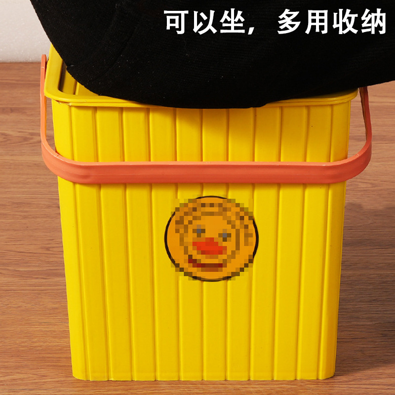 Plastic Storage Box Can Sit on the Bucket Toy Bucket Household Bucket Square Bucket Kindergarten Special Bucket with Lid Bucket Printing