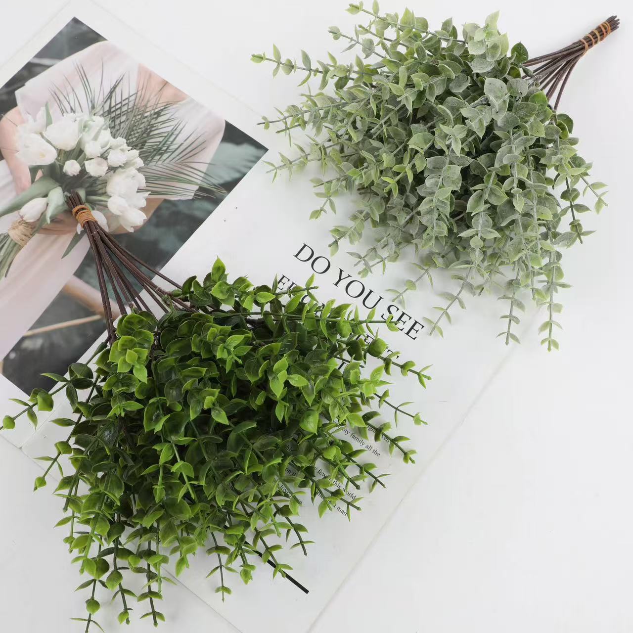 Simulation green plant eucalyptus money leaf plastic plant eucalyptus leaves wholesale home outdoor wedding decoration ornaments