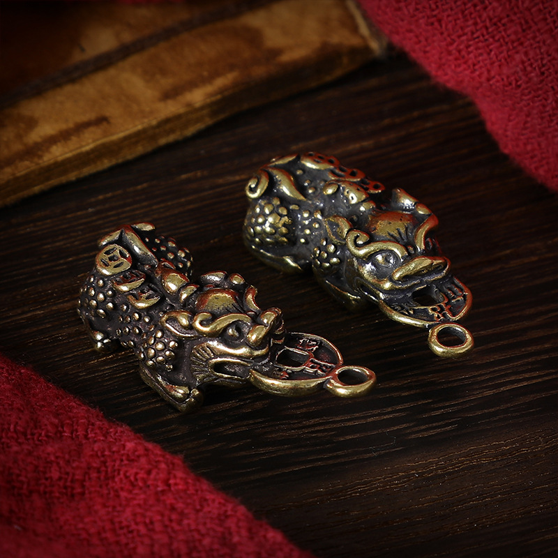 Brass Pixiu Pendant small size Unisex Lucky Safe Keychain Pendant Ornaments Jewelry Factory in stock