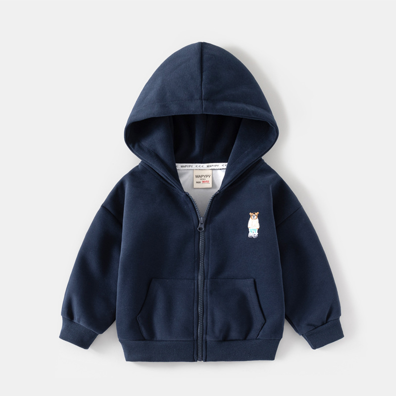 Children's Hooded Sweatshirt 2025 Autum New Boys' Composite Thickeneded Sweatshirt Baby Zipper Shirt Jacket Trendy