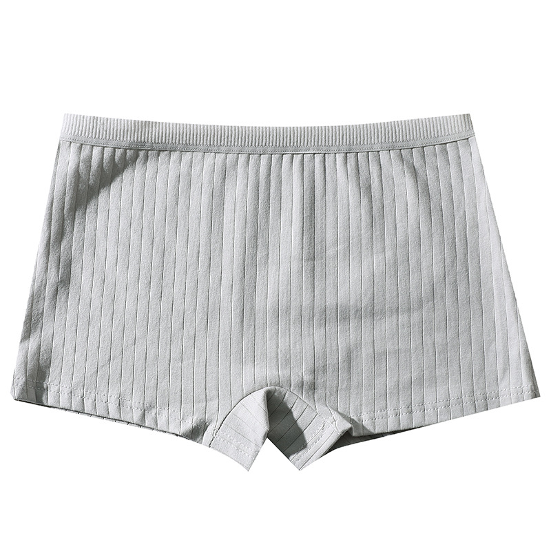 Corner Cotton Panties Women's Cotton Crotch Breathable Middle Waist Traceless Anti-running Safety Pants Women's Vertical Pattern Flat Pants