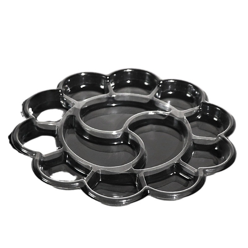 Disposable palette wash-free watercolor paint children's painting art palette plum-shaped transparent plastic wholesale