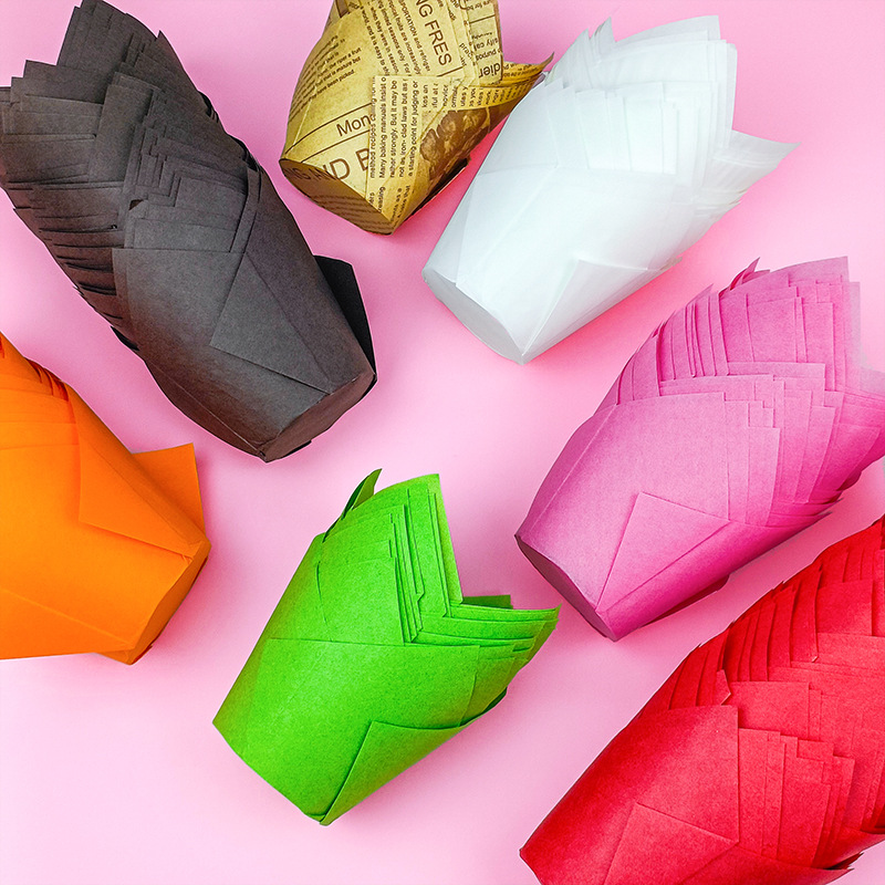 Manufacturers can customize multi-color tulip cake paper cups high temperature resistant oil-proof bread paper holder fire goblet oil-proof baking