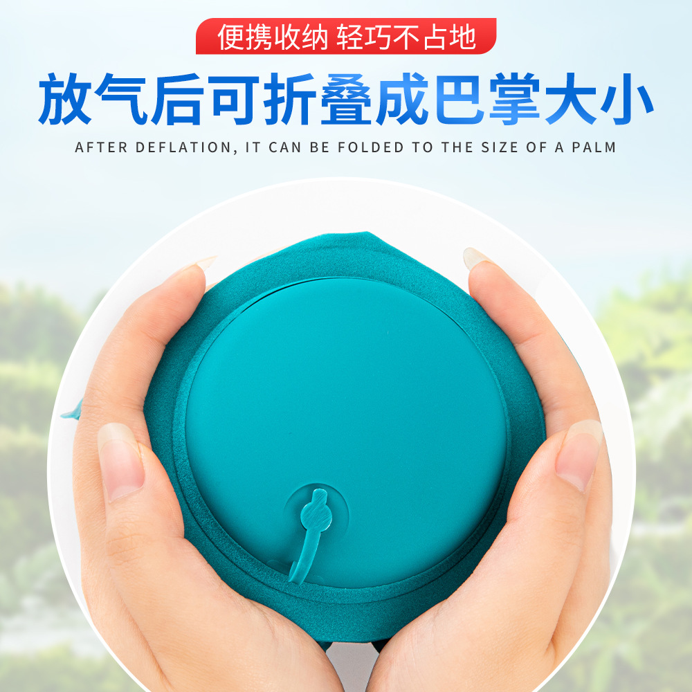 Factory Direct Sales Inflatable U-Shaped Pillow Travel Portable Neck Pillow Press Automatic Inflatable Pillow Travel Stowable Neck Pillow