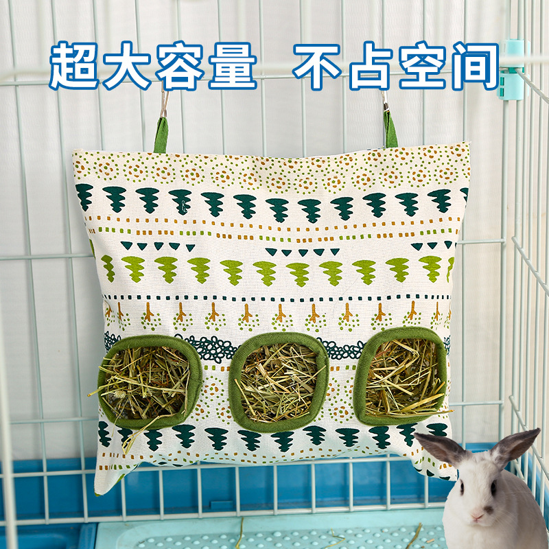 Cross-Border Rabbit Grass Bag Feeding Grass Rack Wholesale Rabbit Guinea Pig Guinea Pig Hanging Hay Feeding Bag Rabbit Grass Bag