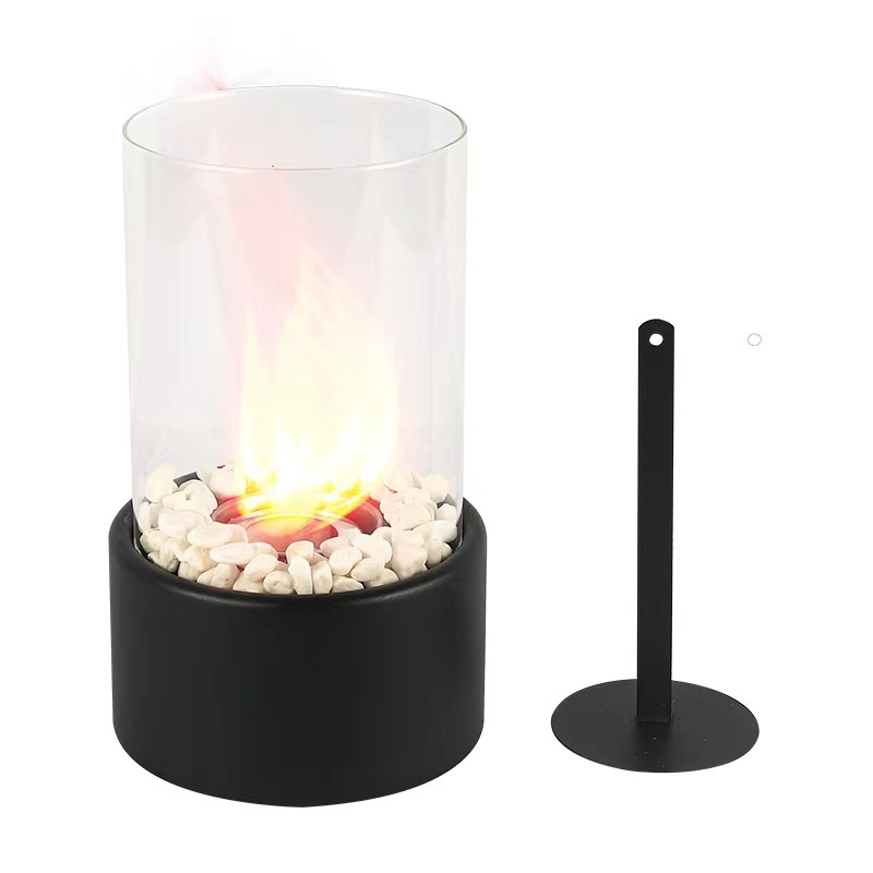 Desktop Alcohol Fireplace Light Indoor Stainless Steel Small Portable Heating Stove Round Glass Creative Atmosphere Light