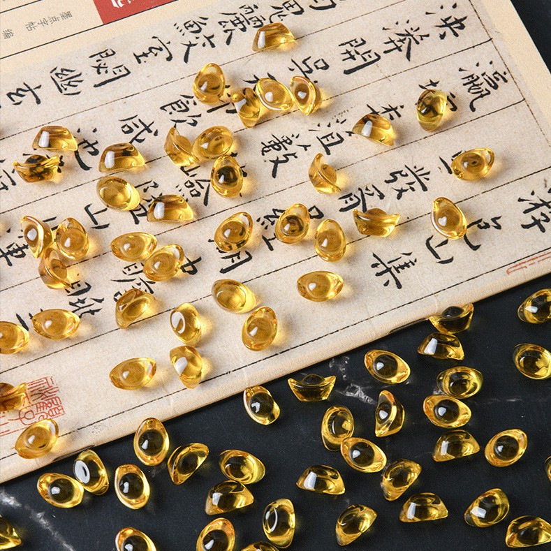 Solid Yellow Crystal Ingot for Attracting Wealth, Feng Shui Ornament, Handicraft for Entryway, Business Counter, Attracting Wealth and Prosperity