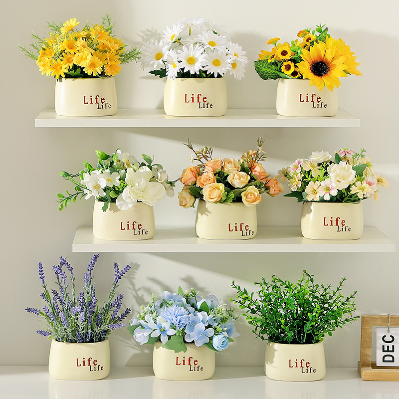 Оптовая продажа искусственных цветов подсолнуха, украшение для дома, цветочный горшок