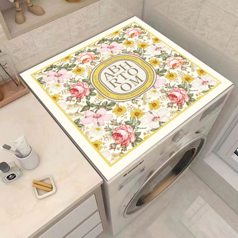 Nordic Retro Style Washing Machine Dust Cover Household Bedside Cabinet Dust Mat Waterproof Mat Refrigerator Microwave Oven Anti-Slip Mat
