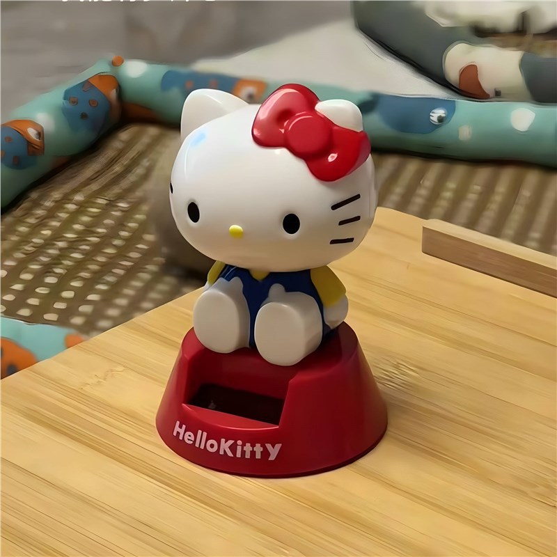 Hellokitty Car Ornaments Solar Hello Kitty Bobblehead Doll Central Control Decoration Car Interior Accessories