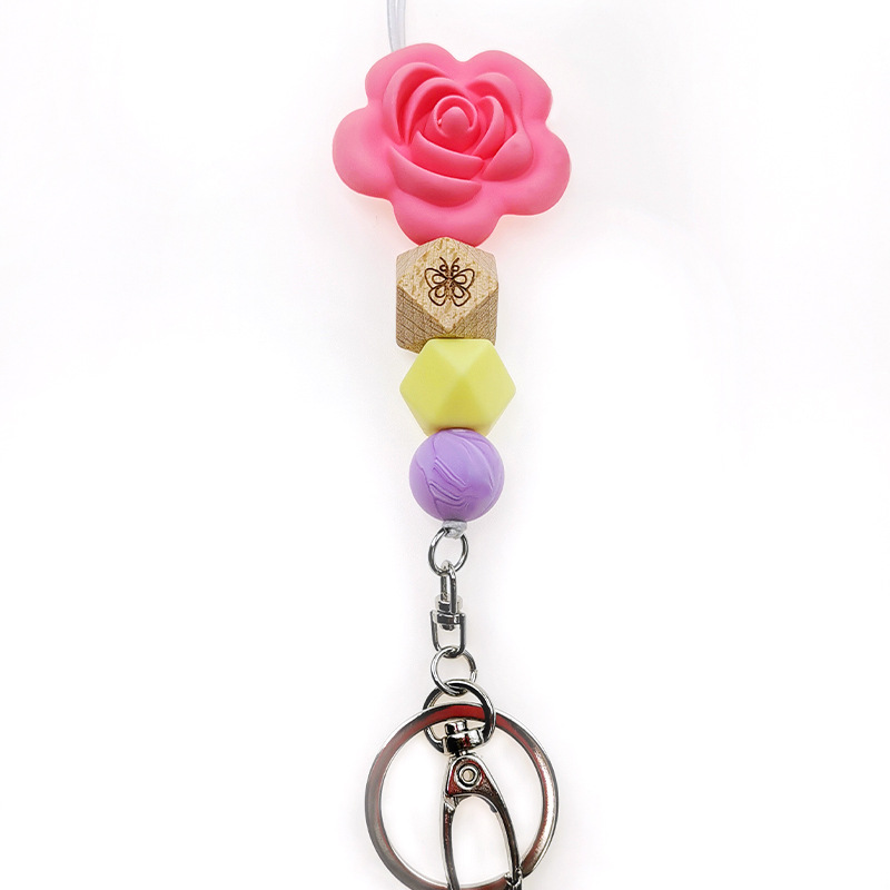 Factory direct silicone keychain cross-border new bracelet beaded beads silicone bracelet Accessories Wholesale