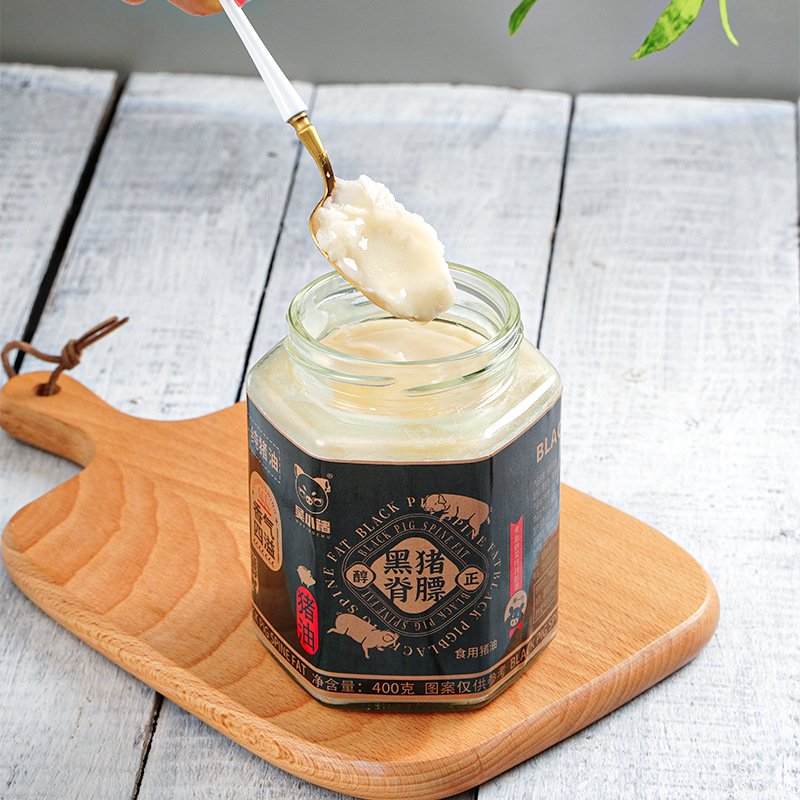 No impurity black pig lard refined pure flavor pig plate oil bottled 400g household mixed rice cooking oil pig oil