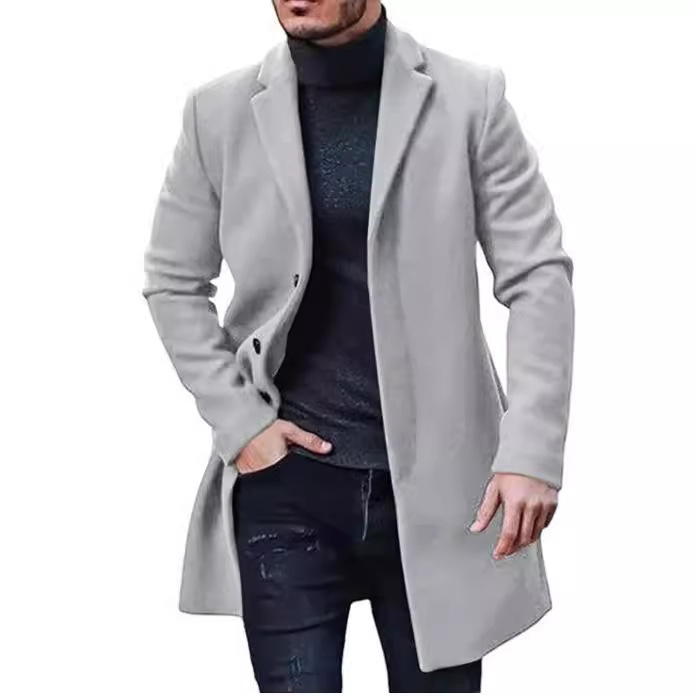 European Size Men's Woolen Coat Men's Cross-border Woolen Mid-length Coat Coat Multi-color Multi-size Coat