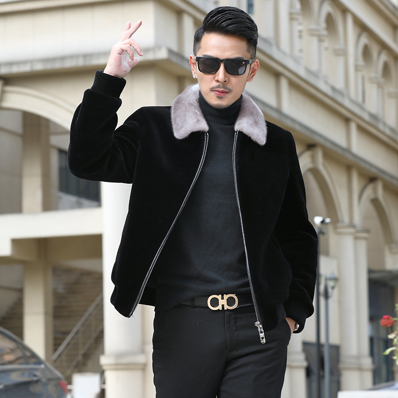 Men's mink coat imitation gold mink velvet New lapel high-end fur coat men's Haining imported fur