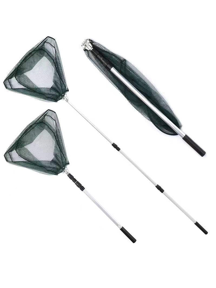 Cross-Border Folding Telescopic Large Copy Net Competitive Integrated Copy Net Fishing Gear Fishing Aluminum Alloy Triangle Automatic Copy Net Wholesale