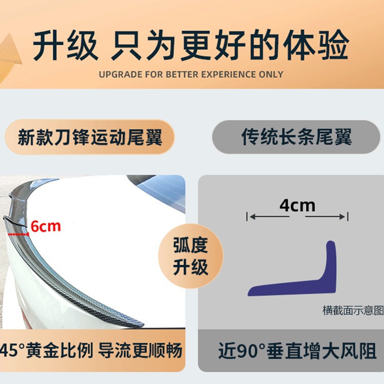 Car modification universal tail non-perforated paste personality creative fixed wind wing carbon fiber pattern car decoration supplies