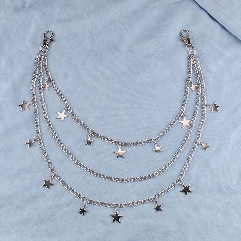 Europe and the United States cross-border jewelry fashion punk style stars multi-layer pendant pants chain ins style hip-hop pants chain