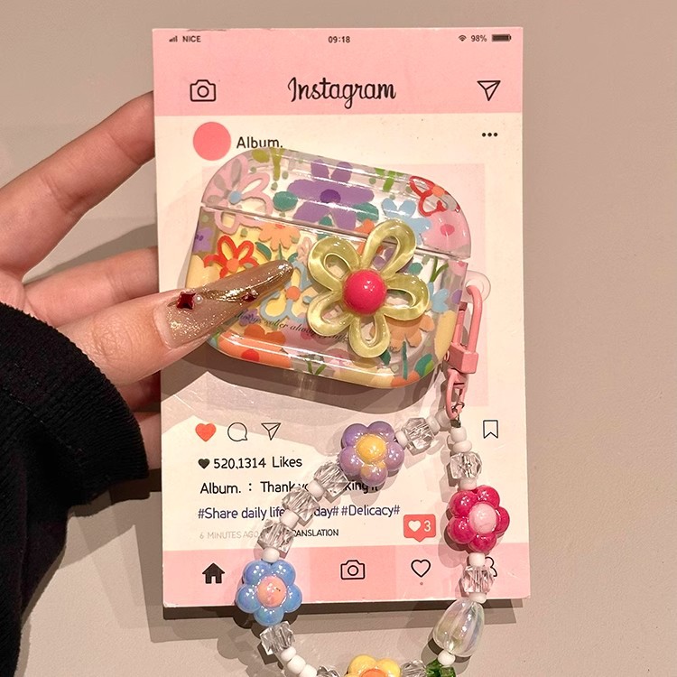 Summer Flowers Suitable for Apple Headset Protective Case airpodspro2 Case Bluetooth New airpods4 Third Generation