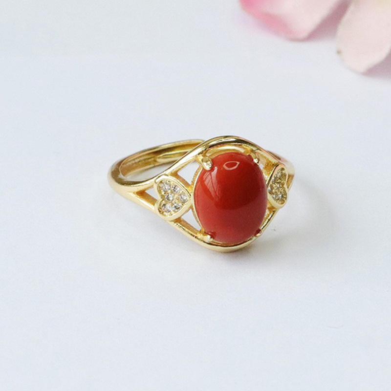 Yuyu South Red Agate Ring Love Ring Palace Wind Crystal Color Treasure Factory Wholesale MN3100306