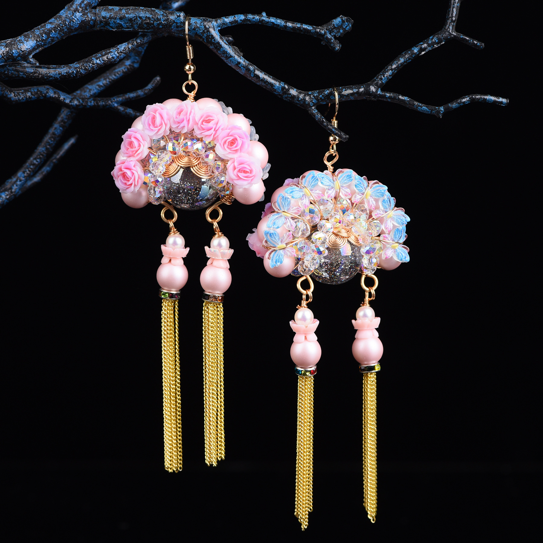 Original Double-Sided Chinese Style Flower Boutique Hanfu Style Dao Ma Dan Jewelry Pendant