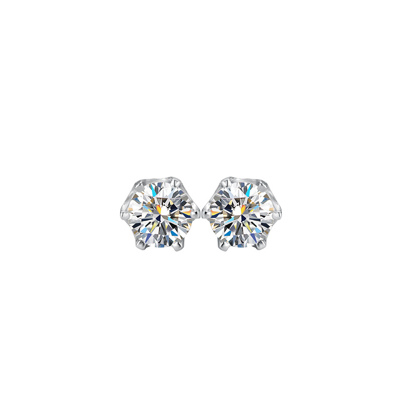 Sterling silver S925 thread earrings flash mosant drill 30 points classic six-claw inlaid moissanite in wind screw earrings