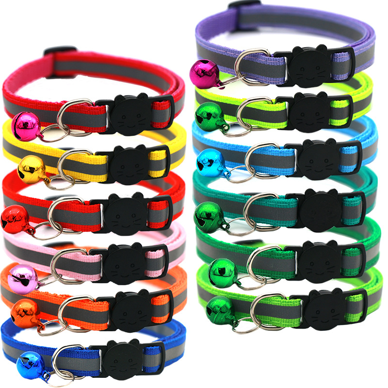 Ошейник для кошек с круглой головой, светоотражающий, с колокольчиком