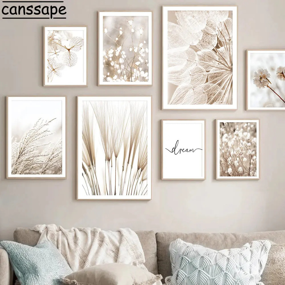 Nordic Landscape Decorative Painting Hay Beige Plant Dried Flowers Living Room Bedroom Background Wall Poster Frameless Painting Amazon