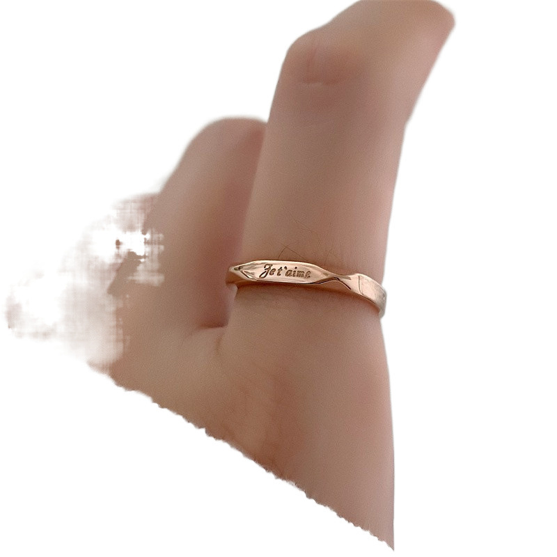 Titanium steel does not fade French I love you ring niche designer simple letter plain ring couple ring girlfriends