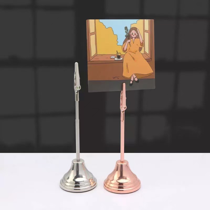 Cross-border Creative Metal Seat Notes Clip Vertical Tower Crocodile Mouth Wedding Banquet Number Plate Photo Clip in stock