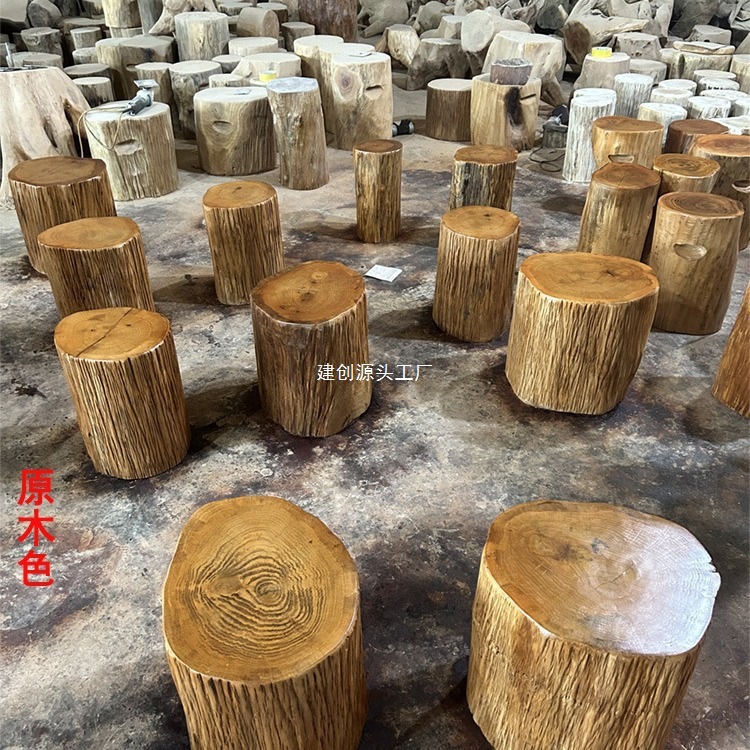 Root Carving Stool Solid Wood Pier Log Stump Sump Base Tea Table Tea Table Large Plate Bracket Wood Round Wood Direct Selling