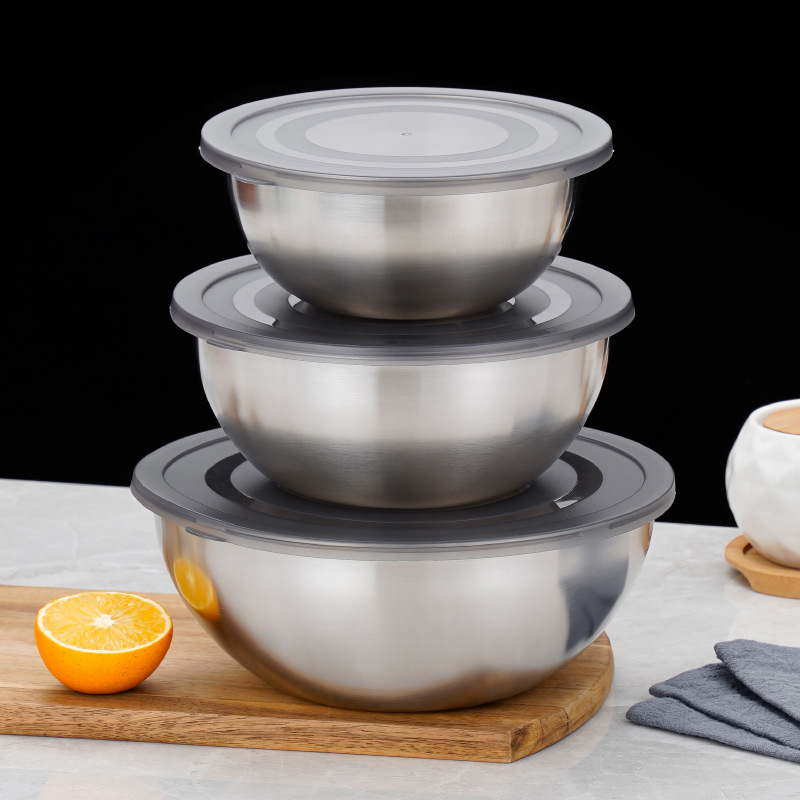Кросс-бордерная чаша для салата, чаша для яиц из нержавеющей стали, корейская чаша для салата, домашняя чаша для смешивания, многофункциональная чаша с крышкой