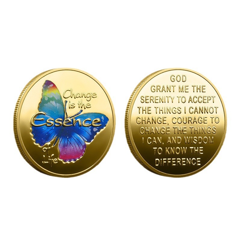 Butterfly Lucky Coin from Cocoon to Butterfly, Inspirational English Coin, Gift for Yourself, Small Gift for Fingertip Play