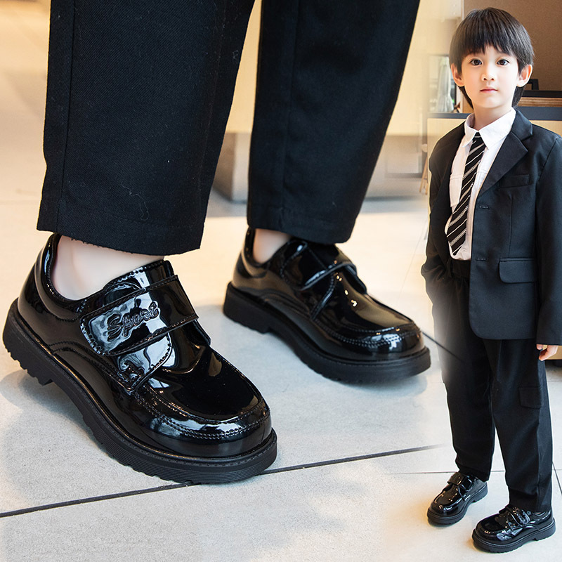Children's Shoes, Boys' Leather Shoes, Spring & Fall 2025 New British Style Black Soft Soles, Middle-Aged and Primary School Students' Performance Shoes