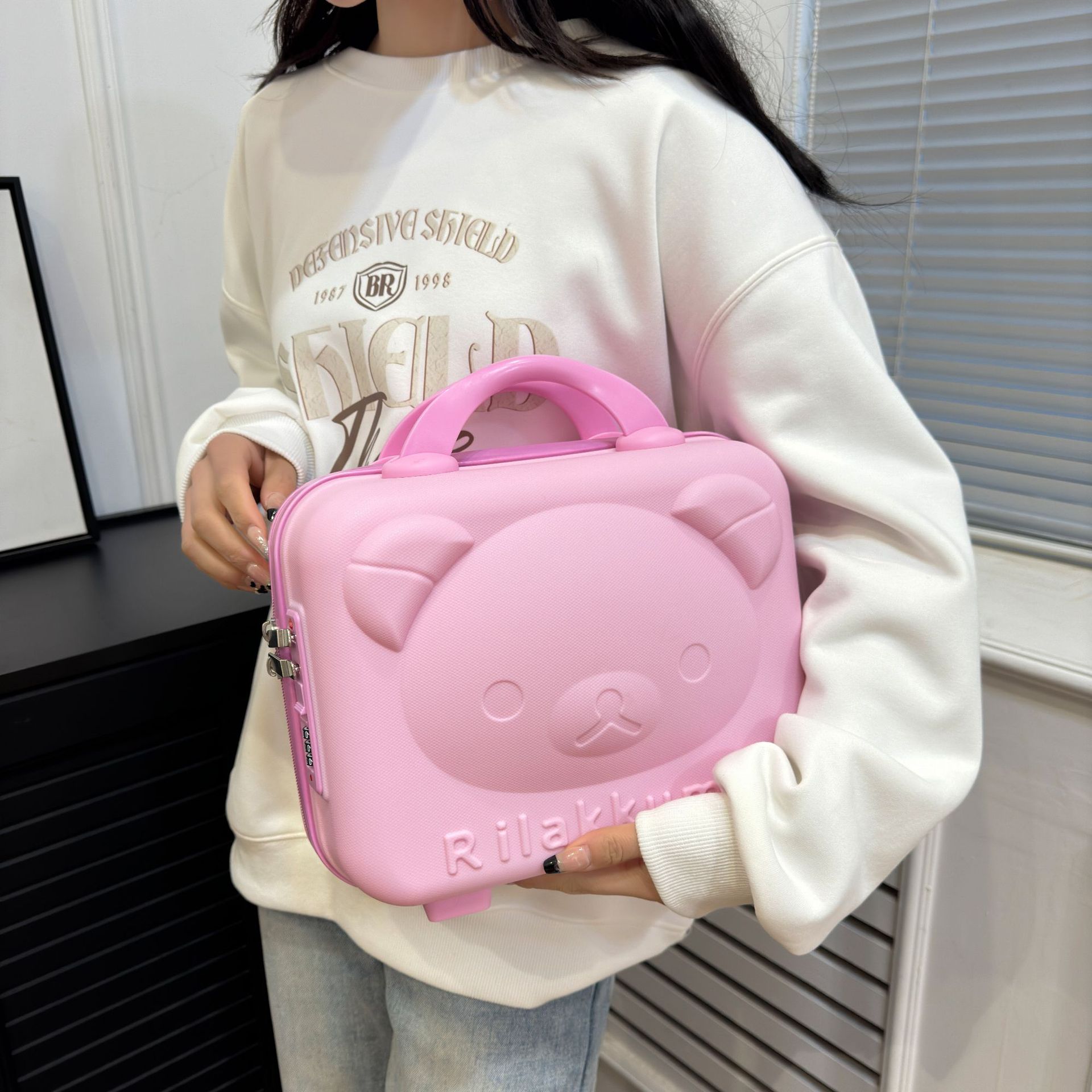 Bear Suitcase Accompanying Gift Bear Makeup Case Boarding 14 Inch Mini Suitcase Cartoon Portable Password Box