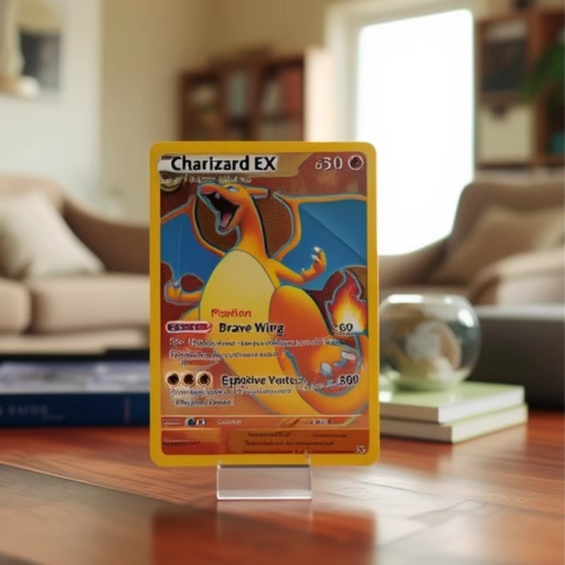 Cross-border custom animation card book gold stainless steel UV color printing table game children's toy card collection gold foil card