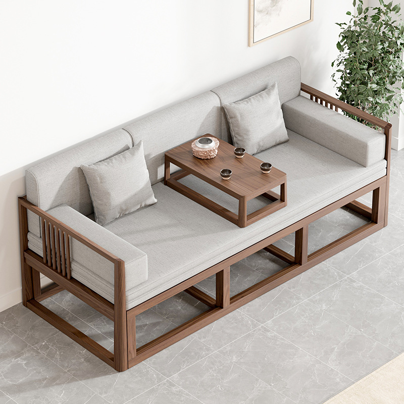 New Chinese-style Luohan Bed Retractable Full Solid Wood Push-pull Bed Foldable Dual-purpose Sleeping Sleeping Small Apartment Box Sofa Bed