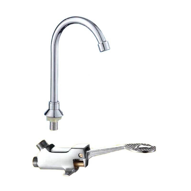 Foot-Operated Switch Single Cold Water Faucet for Hospital, Food Factory, Factory, Basin, Washbasin, Flushing Valve