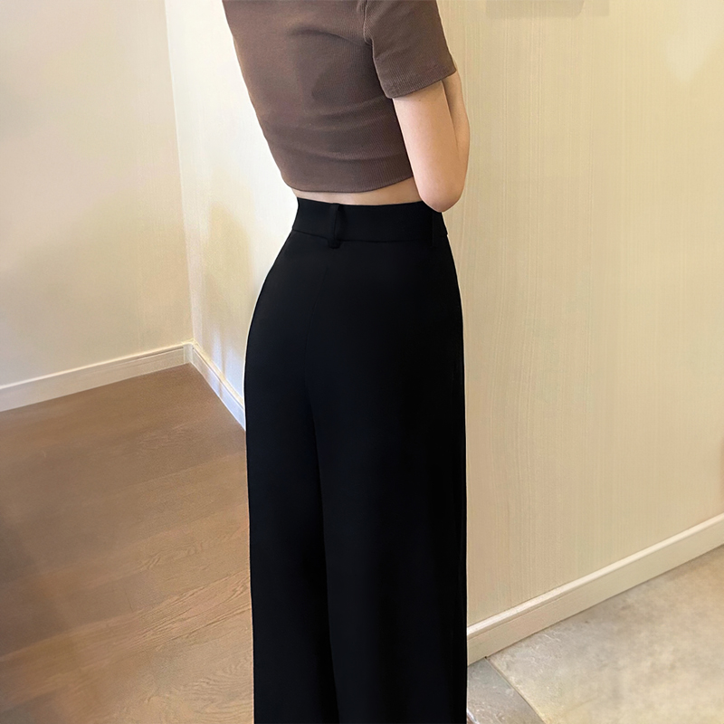 Black suit pants women's spring and autumn fat sister mm high waist loose slimming wide leg casual pants pear-shaped pants