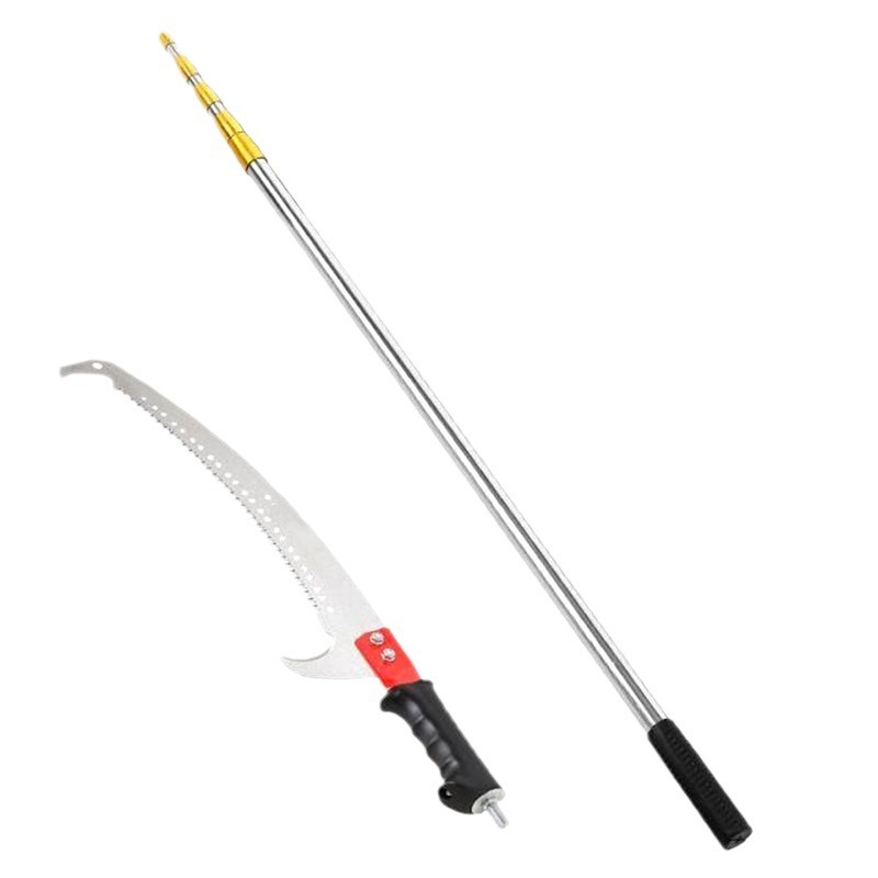 Stainless Steel Telescopic Rod Multifunctional Garden Fruit Tree Saw Rod Double Hook Single Hook High Branch Saw Fishing Hook Water Grass Net Rod