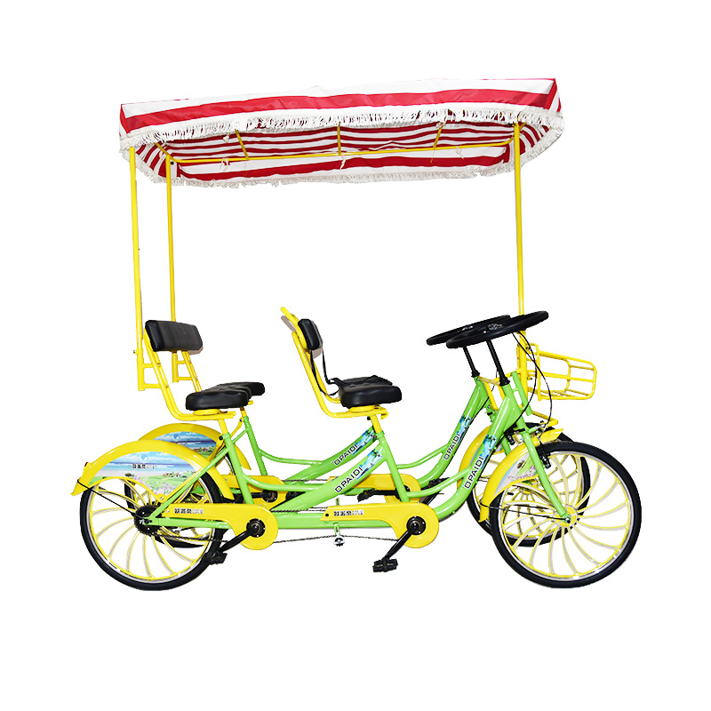 24inch Four-Person Bicycle with Four Wheels for Family Use, Parent-Child Caravan, Special for Scenic Spots, Parent-Child Cycling