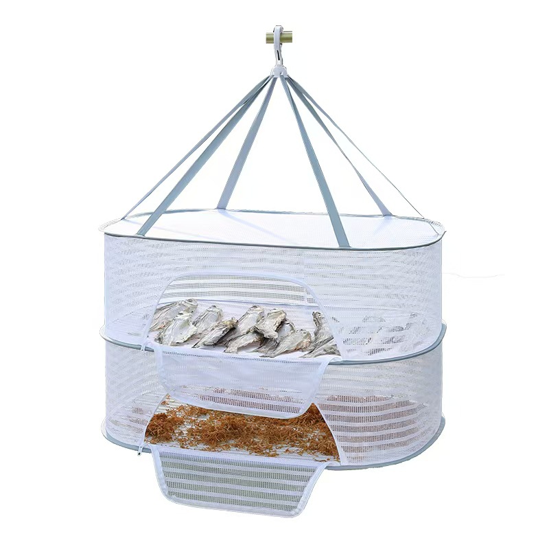 Drying Net Dry Goods Artifact Anti-rope Cage Foldable Balcony Drying Net Home Drying Fish Drying