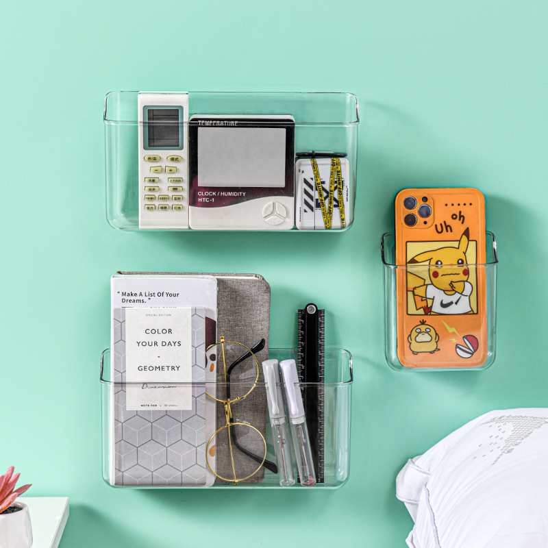 Factory Direct Sales Pet Wall-Mounted Storage Box, Punch-Free Transparent Multi-Functional Toothbrush Remote Control Comb Sundry Storage