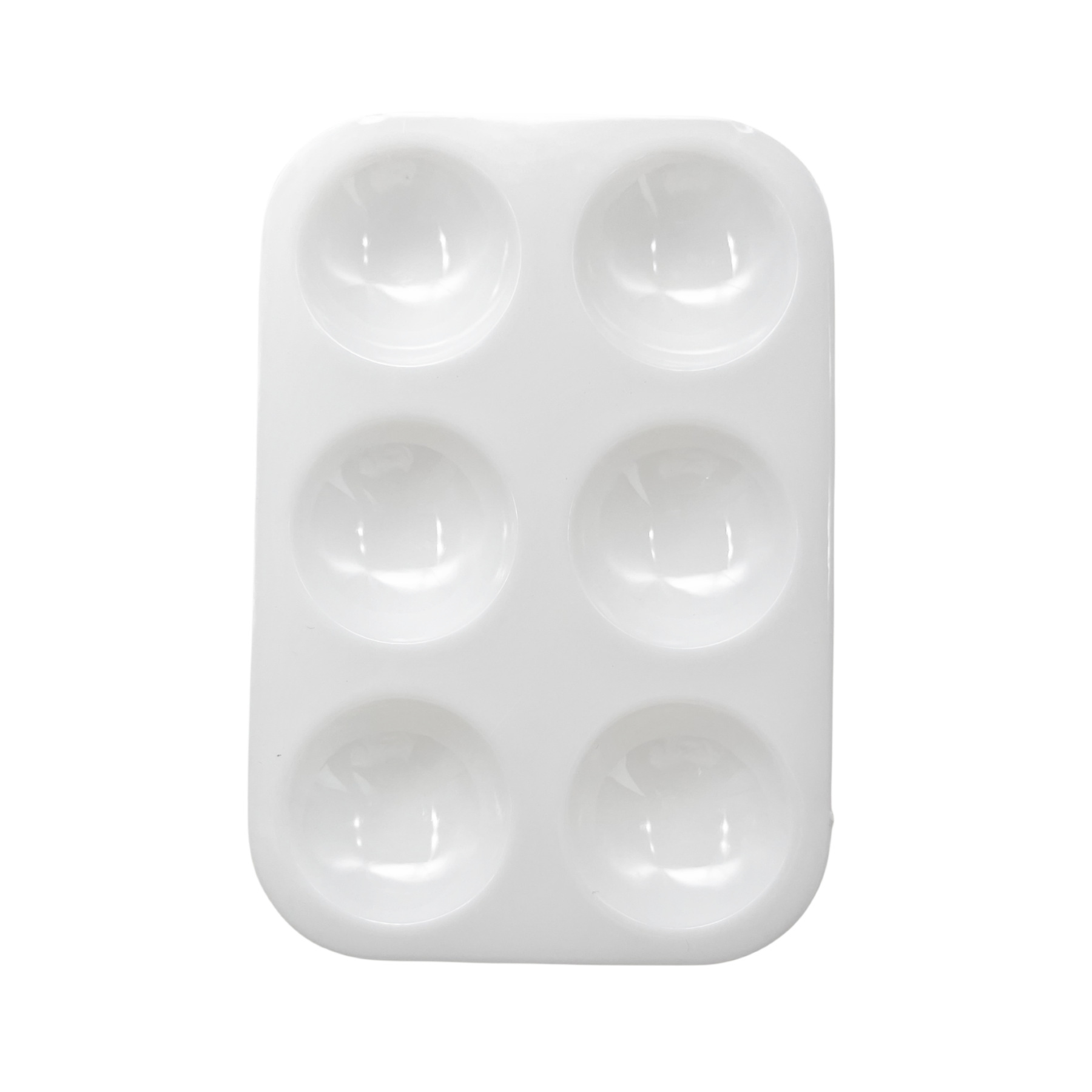 Factory wholesale 6-hole rectangular palette white thick hard plastic pigment plate gouache art painting supplies