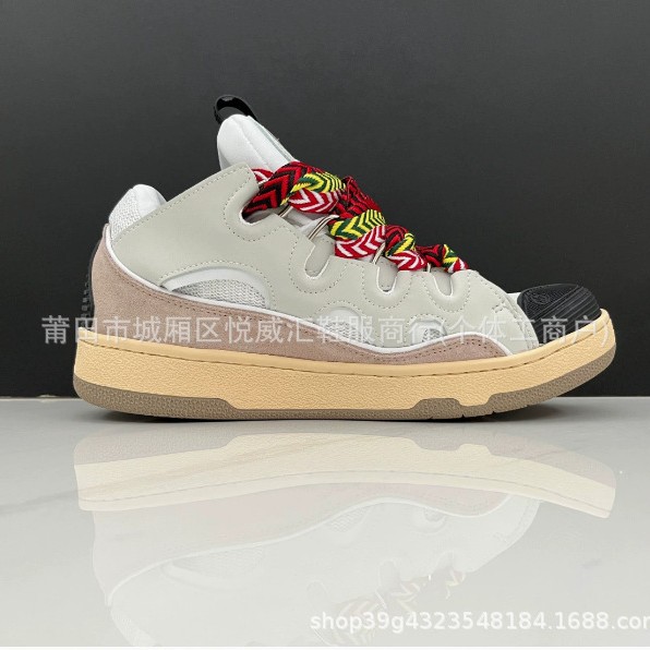 Putian Langfan men's and women's leather stitching lace-up CURB sports casual shoes vintage board shoes cross-border new daddy shoes