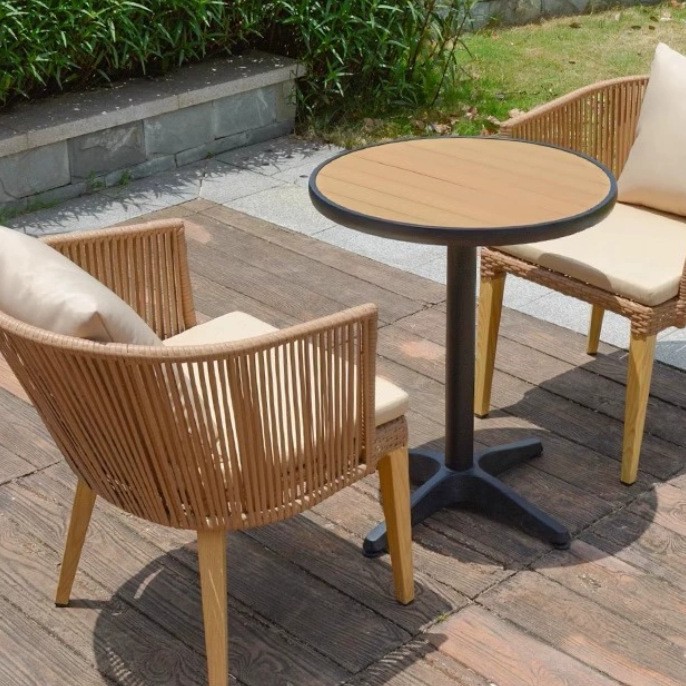 Комбинация стола и стульев Auman для отдыха, деревянный уличный ротанговый стул, пятикомпонентный набор для сада, пластиковый и деревянный балкон