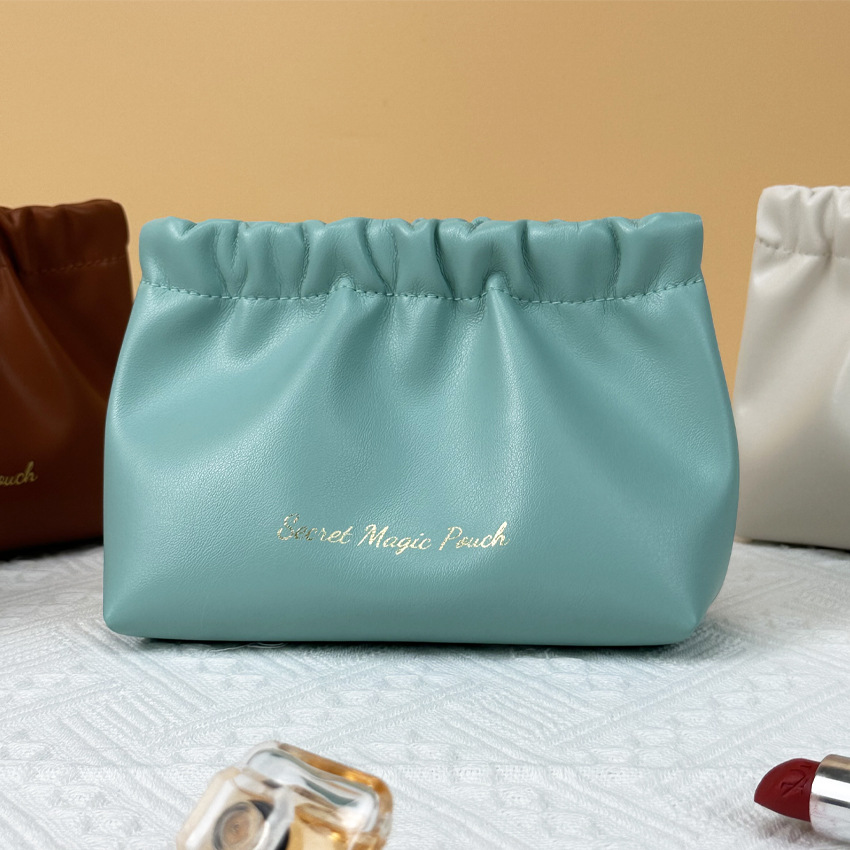 Factory New Portable Cosmetic Bag Automatic Close Lipstick Data Cable Storage Bag Large Capacity Waterproof PU Wash Bag