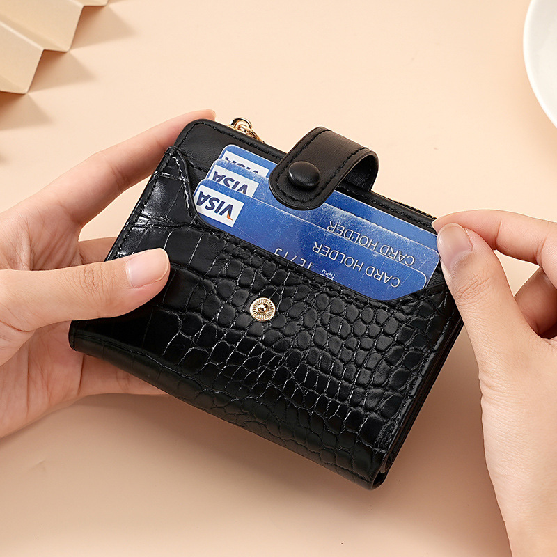 Cross-Border Women's Macaron Short Korean Style Wallet Crocodile Pattern Multi-Card Slot Daily Versatile Fresh Women's Wallet