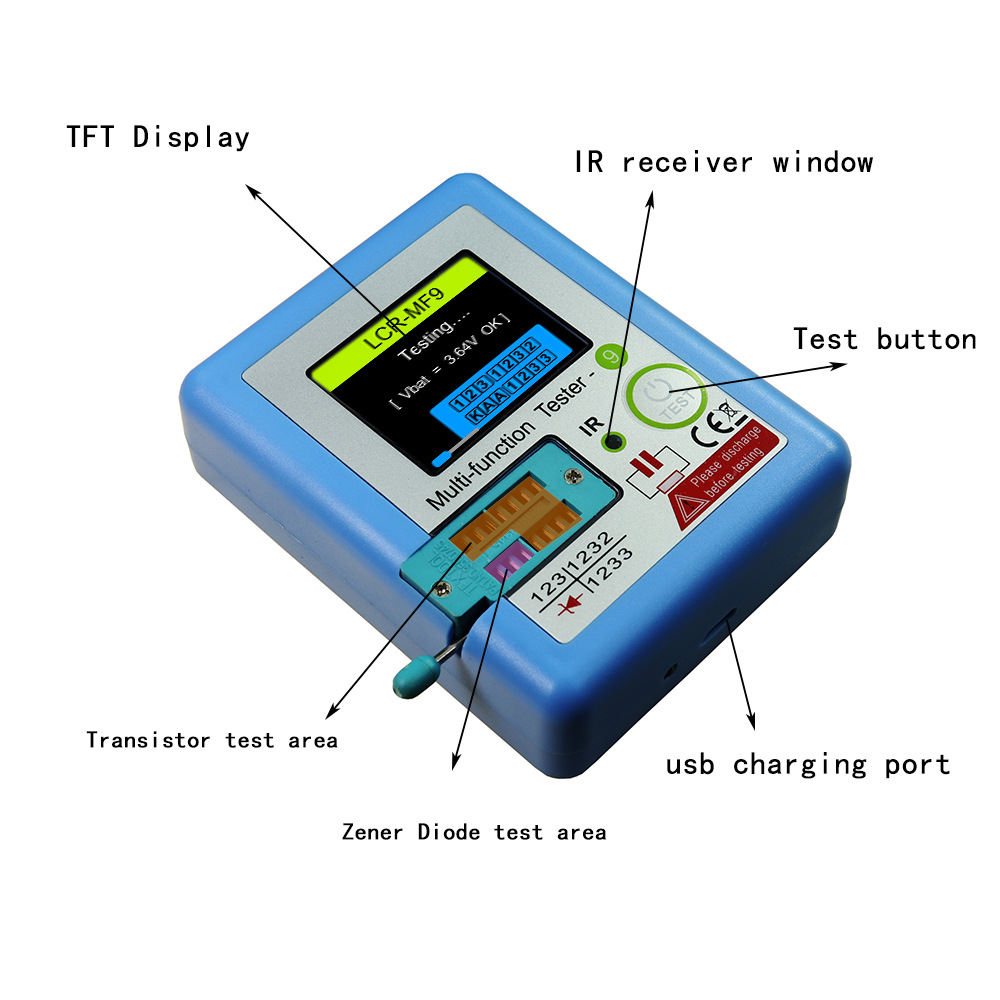 LCR-MF9 multi-function color display transistor tester