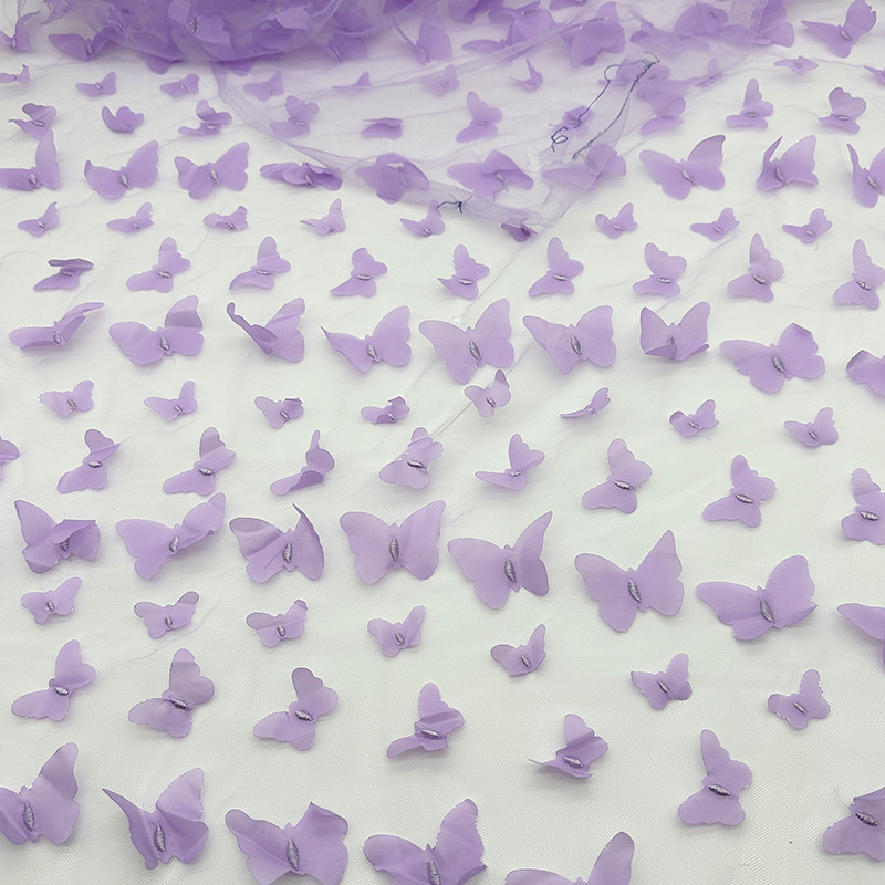 3d Stereo Butterfly Mesh Laser Embroider Patch Embroider Kidsren's Dress Wedding Dress Polyester Embroider Fabric