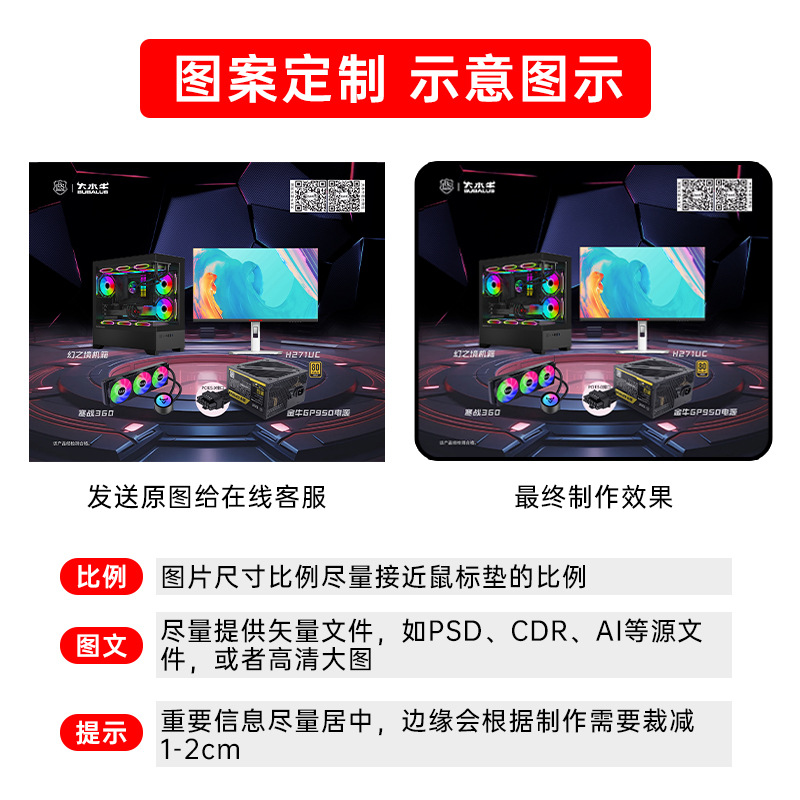 Promotional Mouse Pad Customized Extra Large Non-Slip Computer Desk Pad Creative Advertising Game Keyboard Wrist Pad Customized with Pictures